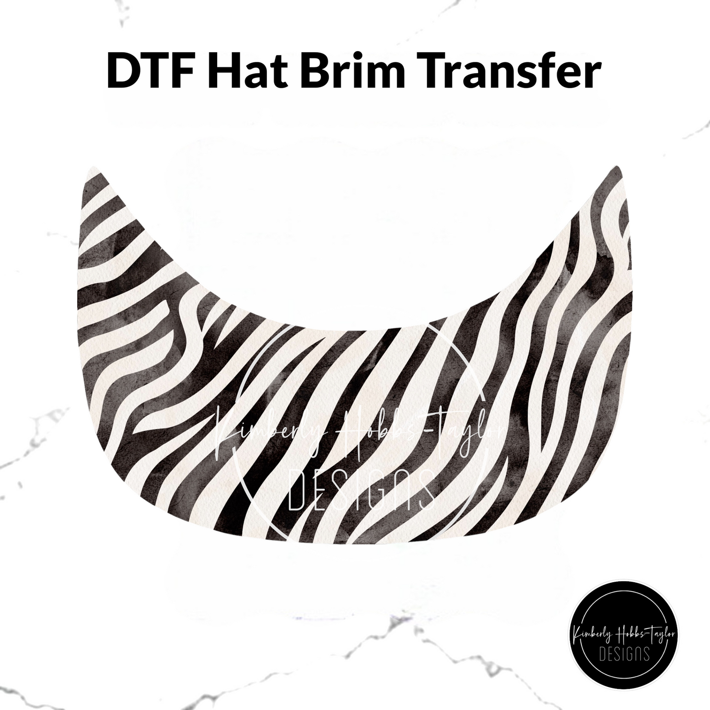 DTF Hat Brim Transfer - Black White Zebra