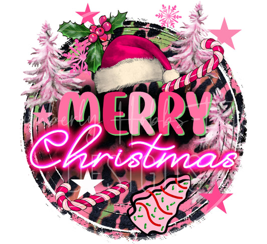 Pink Merry Christmas decal