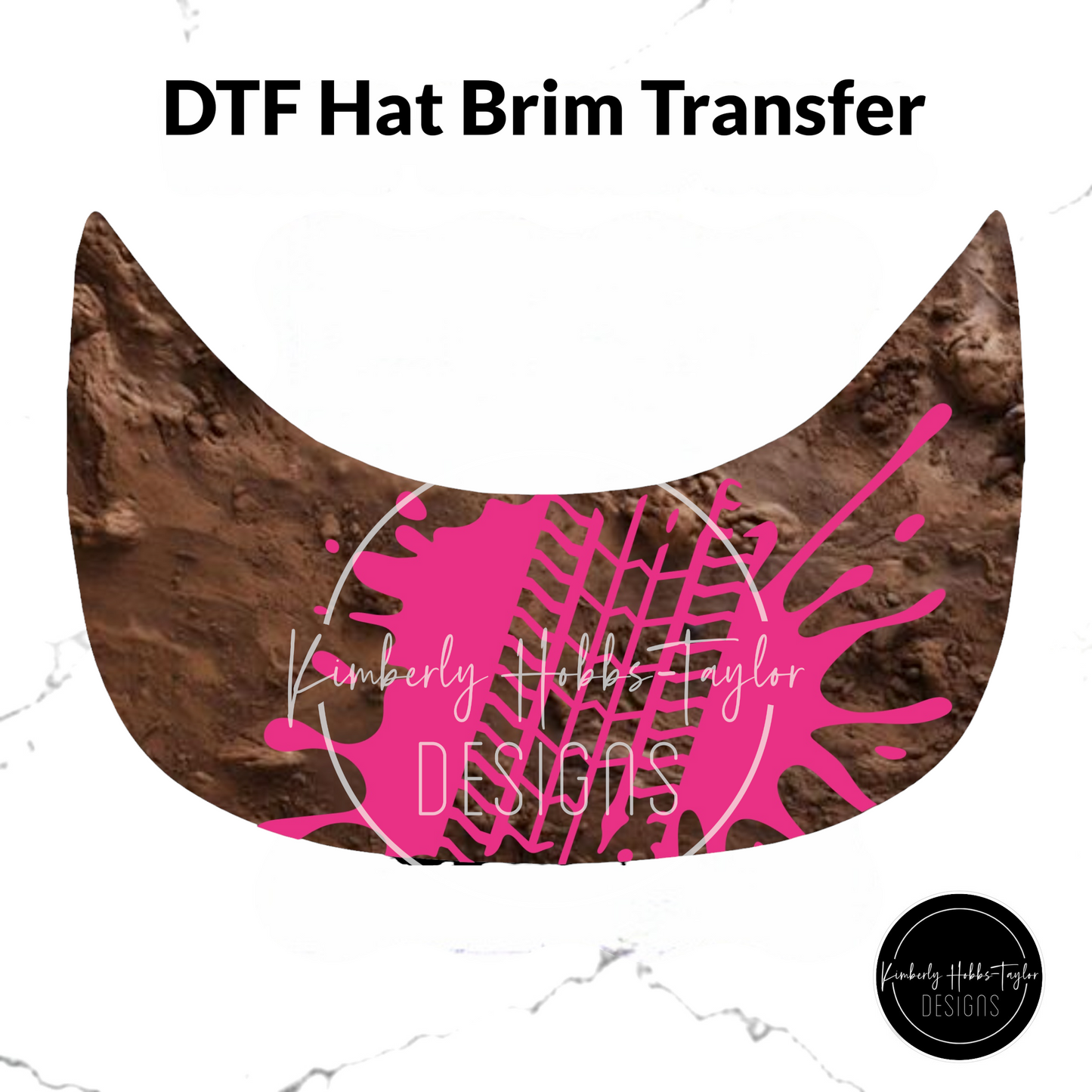 DTF Hat Brim Transfer - Pink Tire Track Mud Splatter