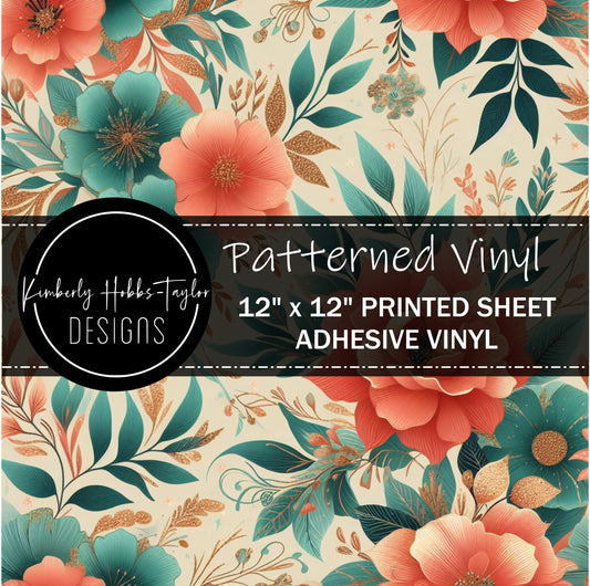 Coral and Teal Florals A - KHobbs Exclusive vinyl