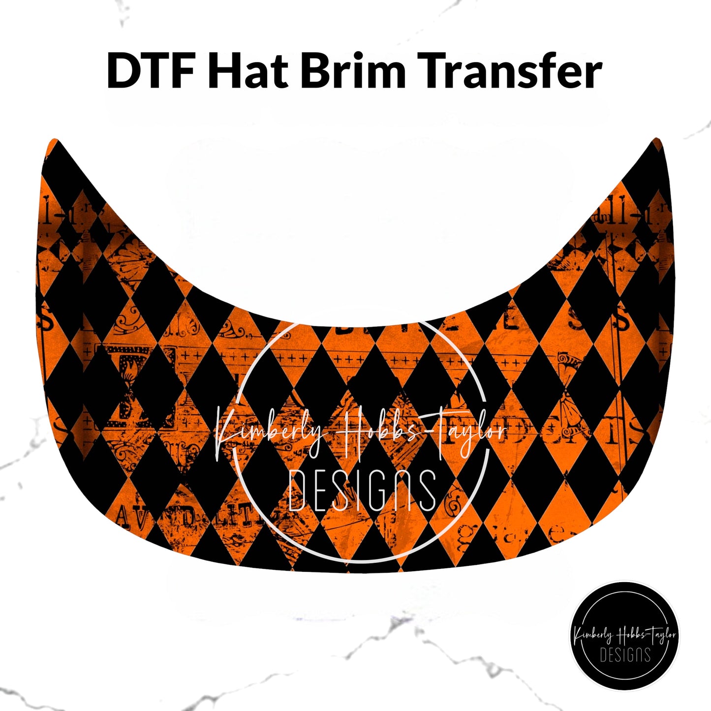 DTF Hat Brim Transfer - Orange Black Grunge B