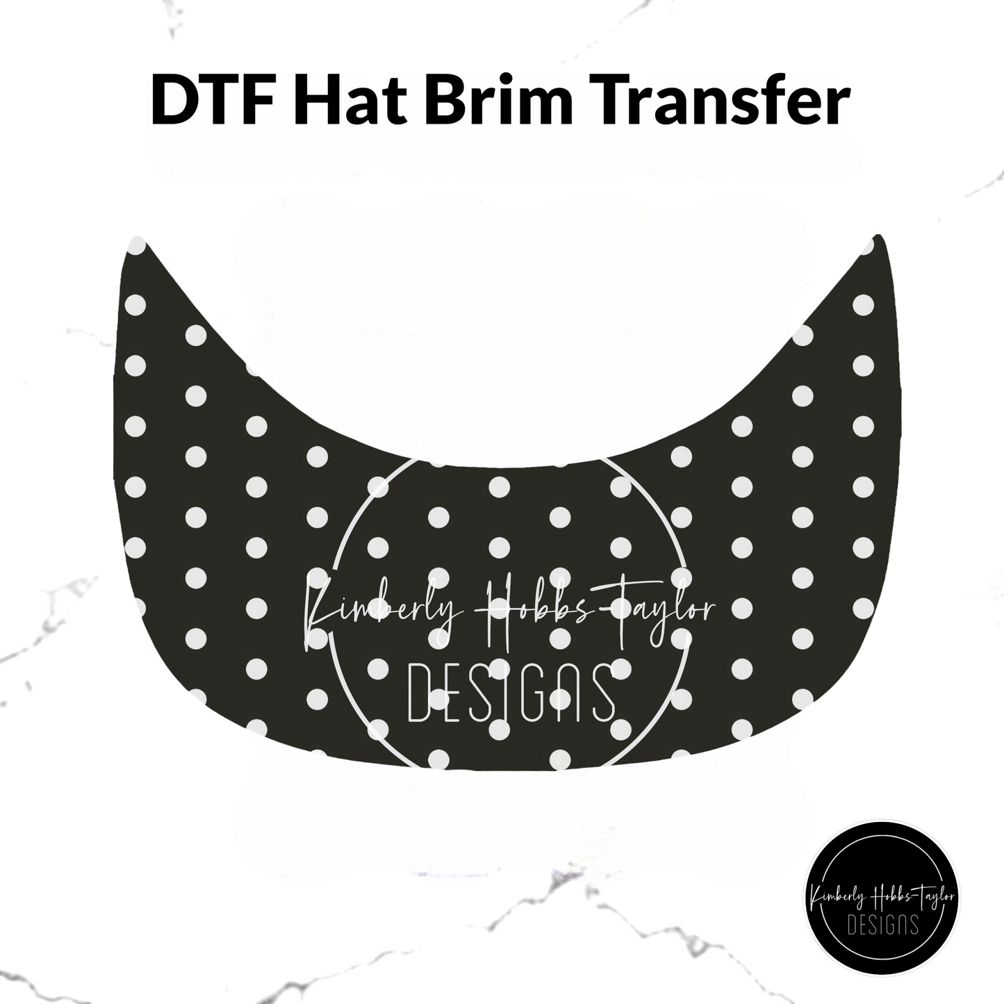 DTF Hat Brim Transfer - Black White Polka Dot