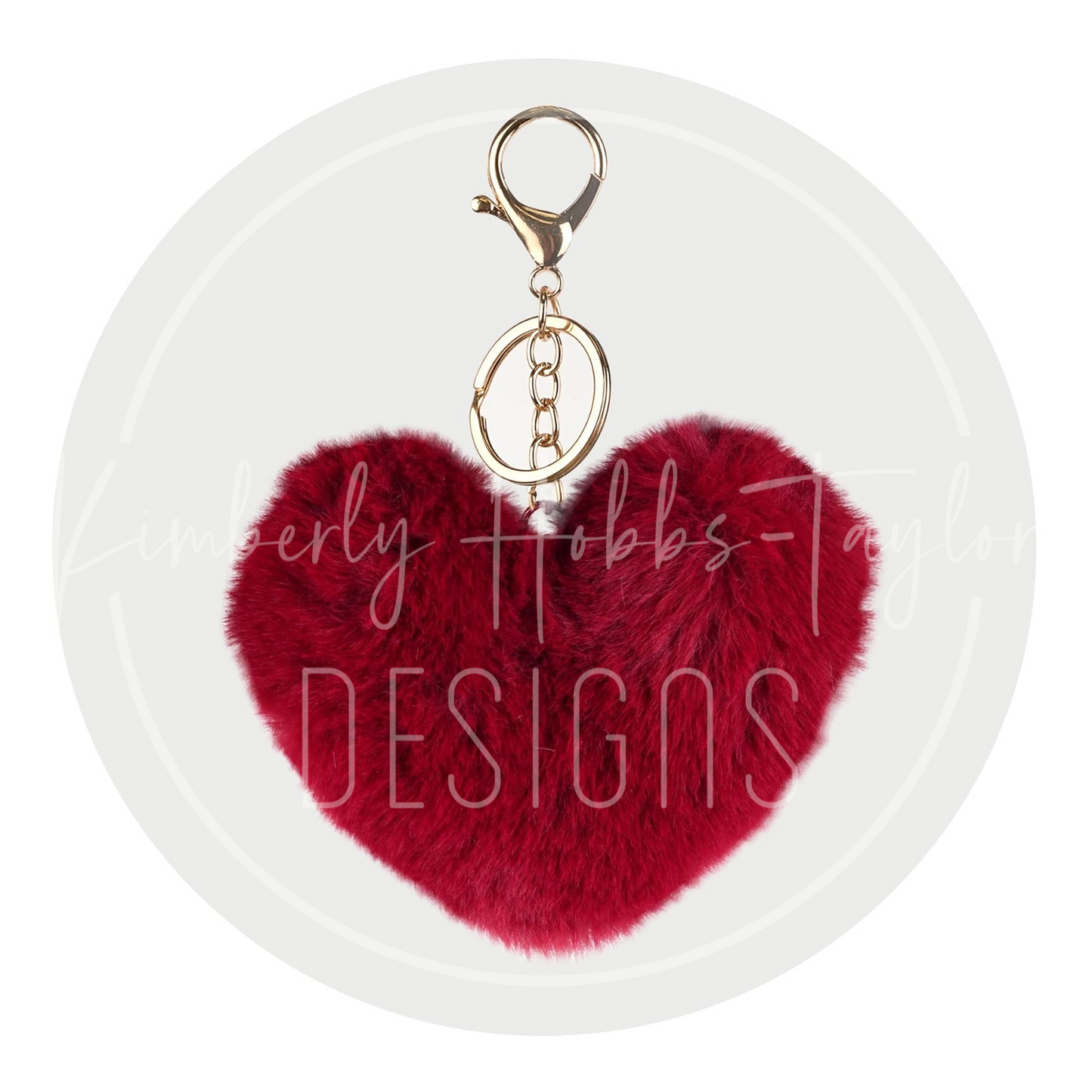 Fuzzy Heart Keychain with Hardware