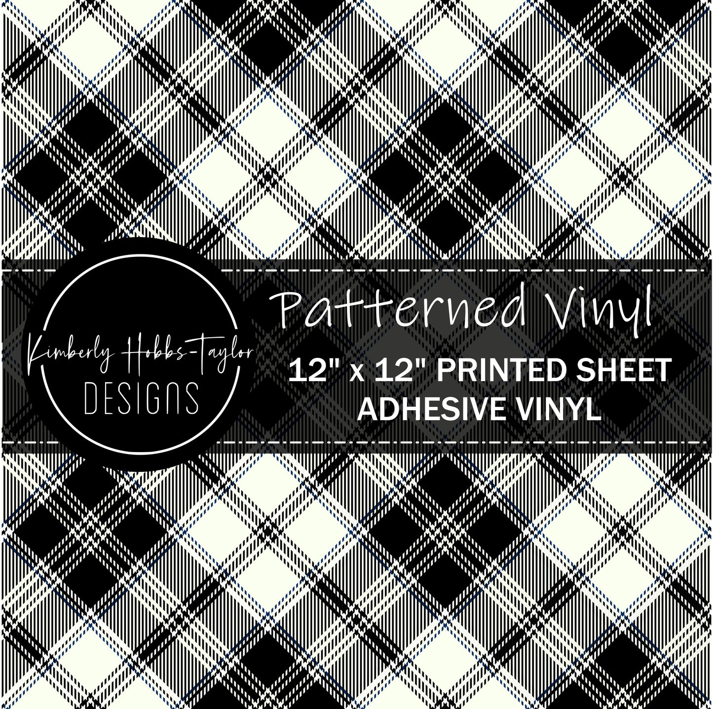 Black White Diagonal Plaid A vinyl