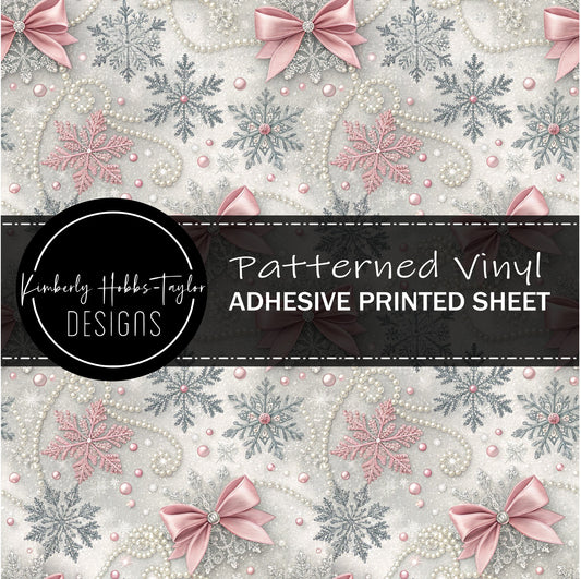 Pink Bows and Snowflakes vinyl