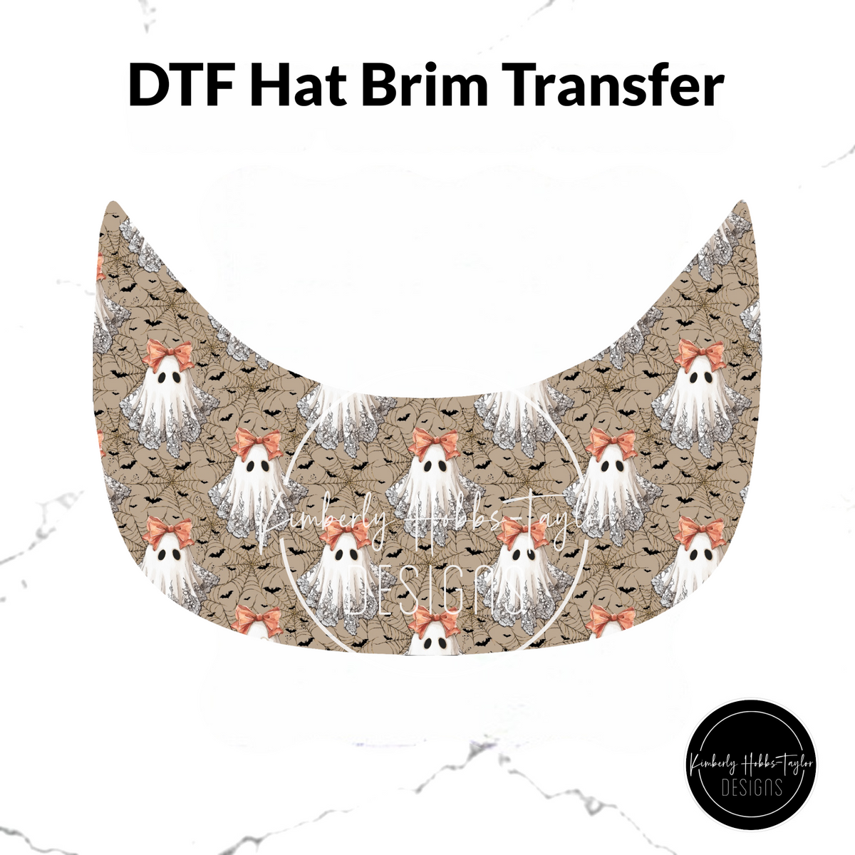 DTF Hat Brim Transfer - Boojee Ghosts Tan