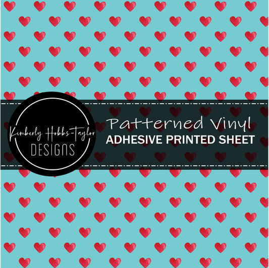 Turquoise and Red Hearts vinyl