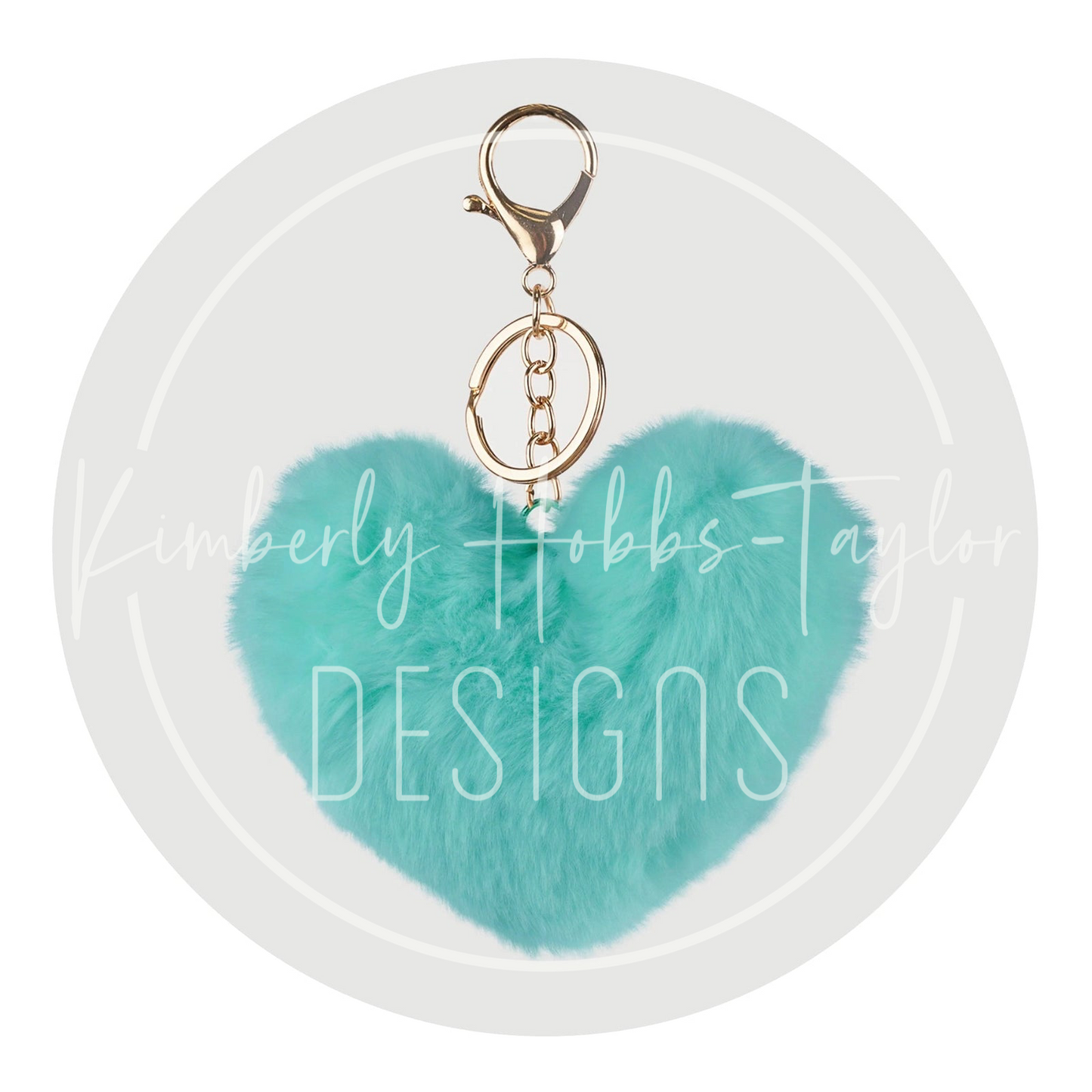 Fuzzy Heart Keychain with Hardware