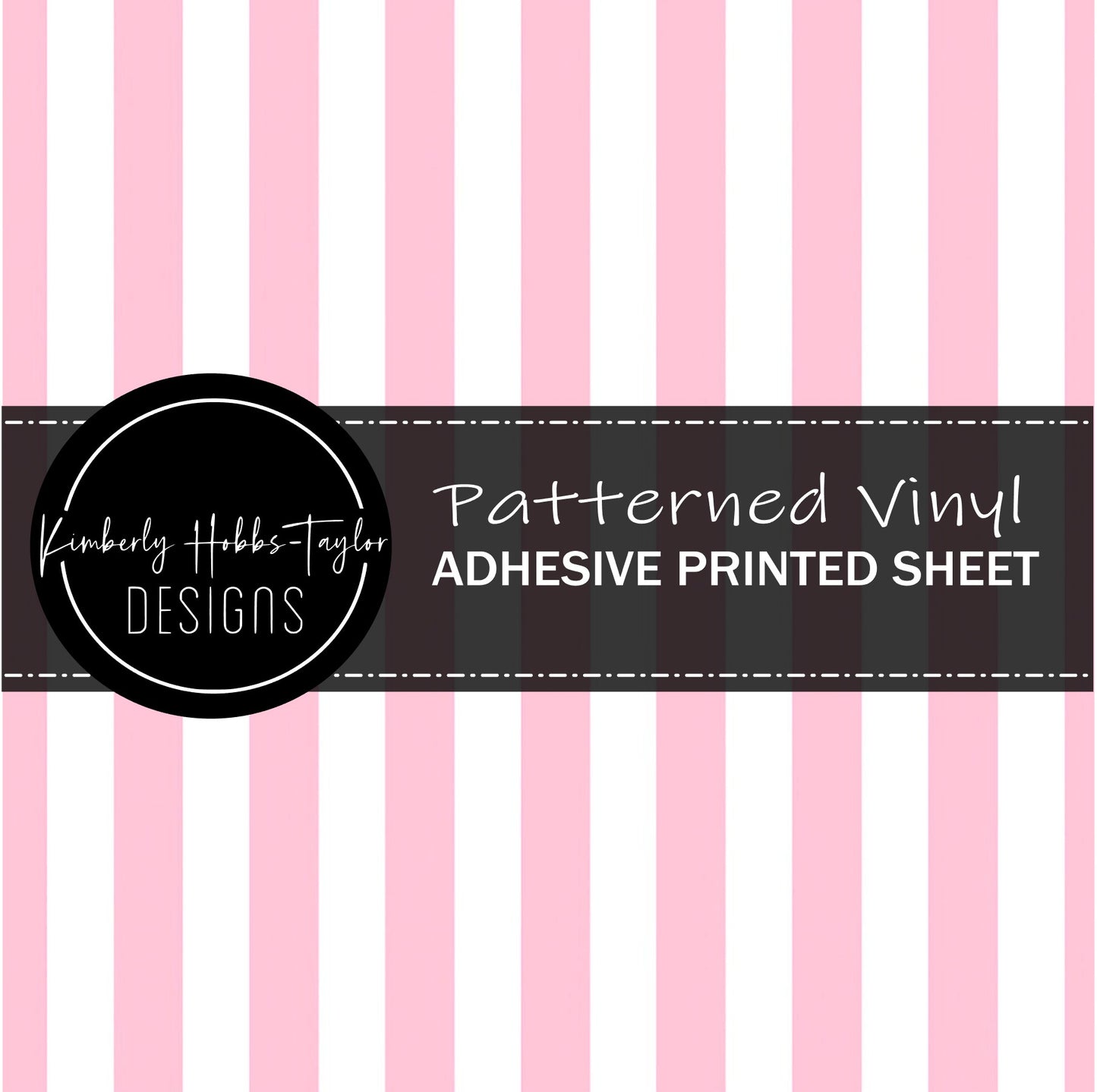 Pale Pink White Striped - Adhesive Vinyl