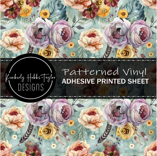 Spring Floral Floral Feathers vinyl