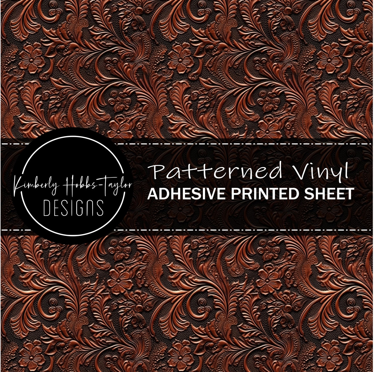 Tooled Leather - Black Brown vinyl