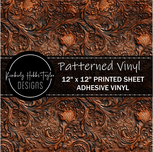 Tooled Leather - Medium Tan vinyl