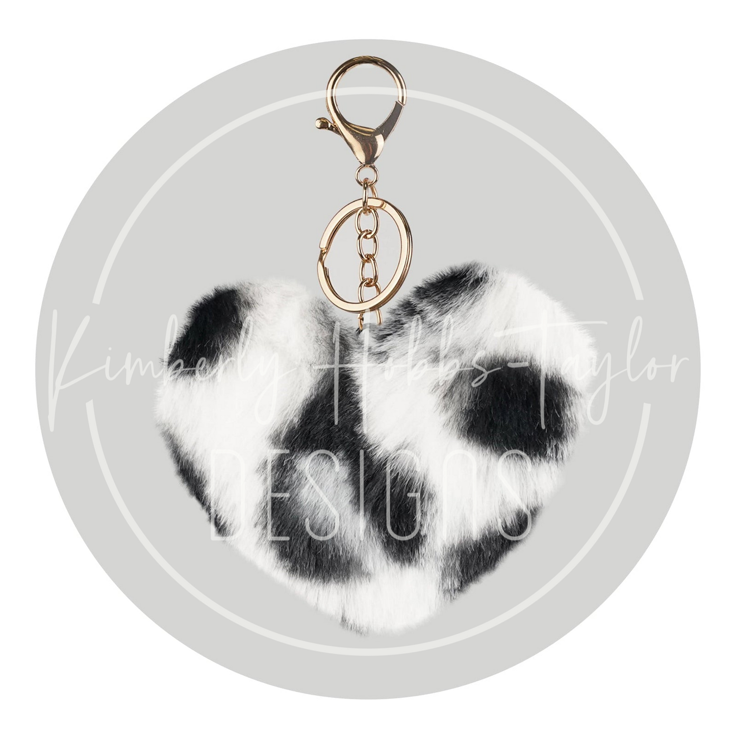 Fuzzy Heart Keychain with Hardware
