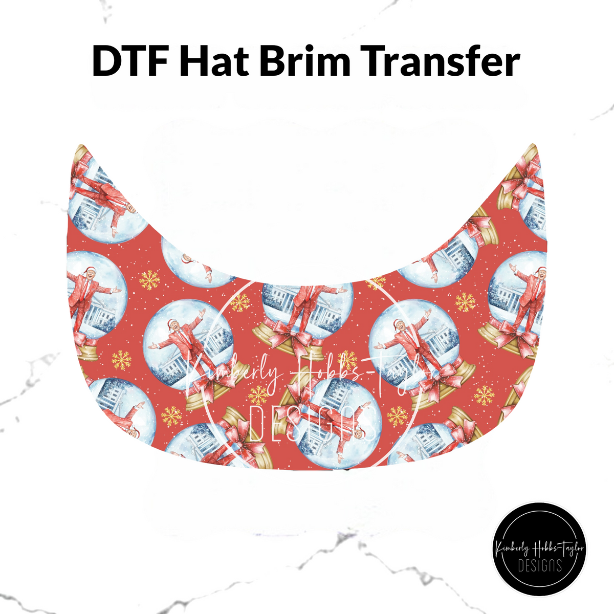 DTF Hat Brim Transfer - Trump Snowglobe Red