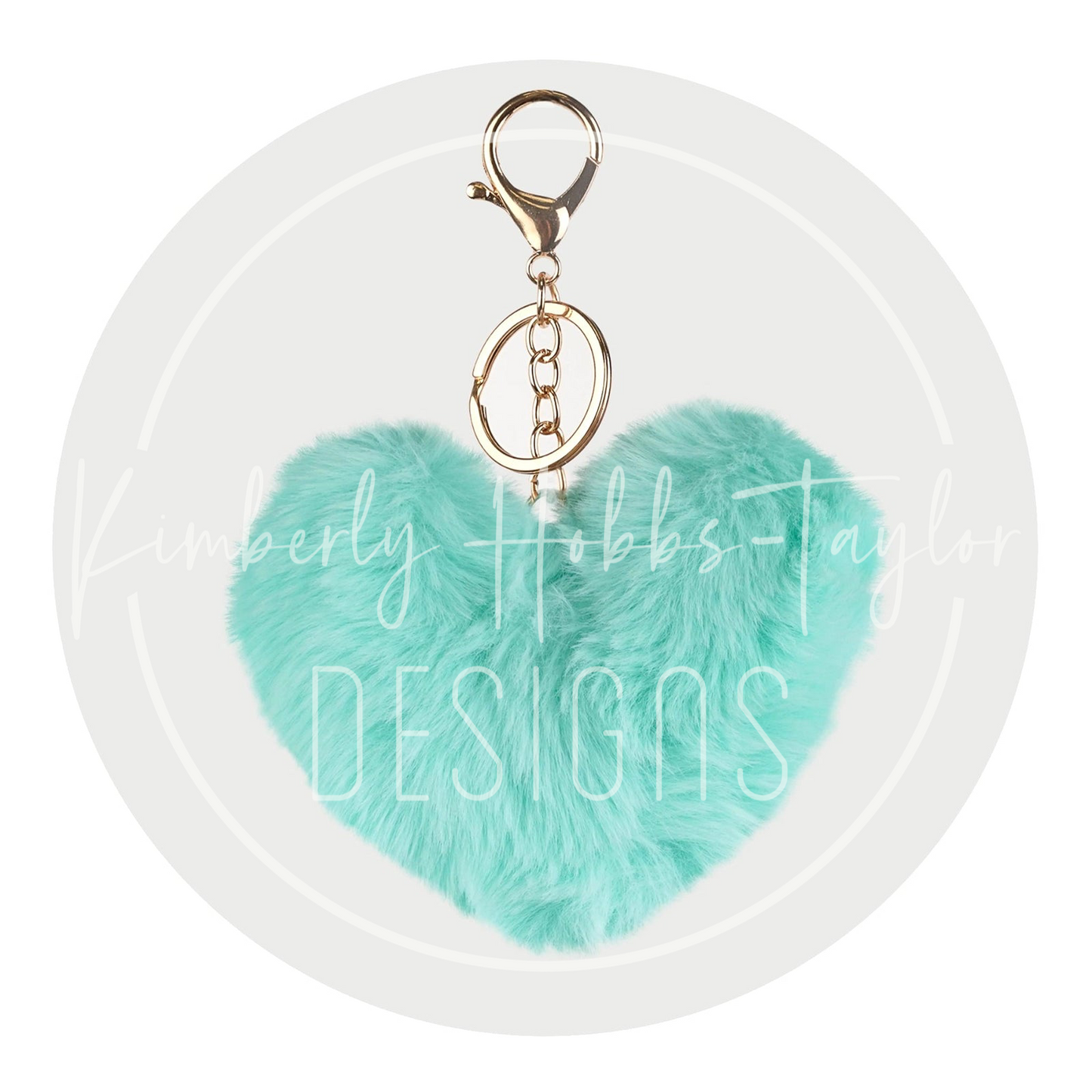 Fuzzy Heart Keychain with Hardware