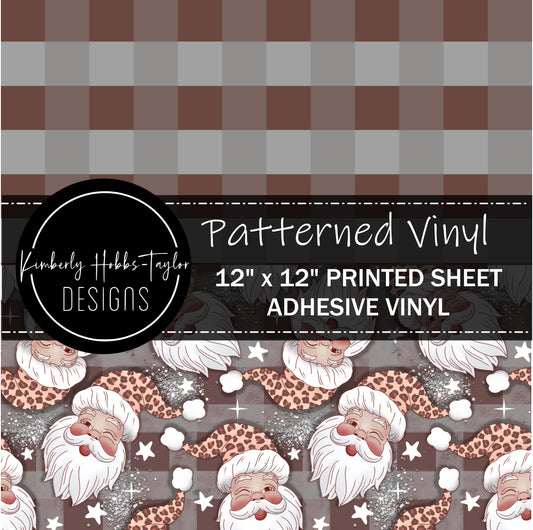 Brown Gray Buffalo Plaid - Brown Leopard Santa Combo vinyl
