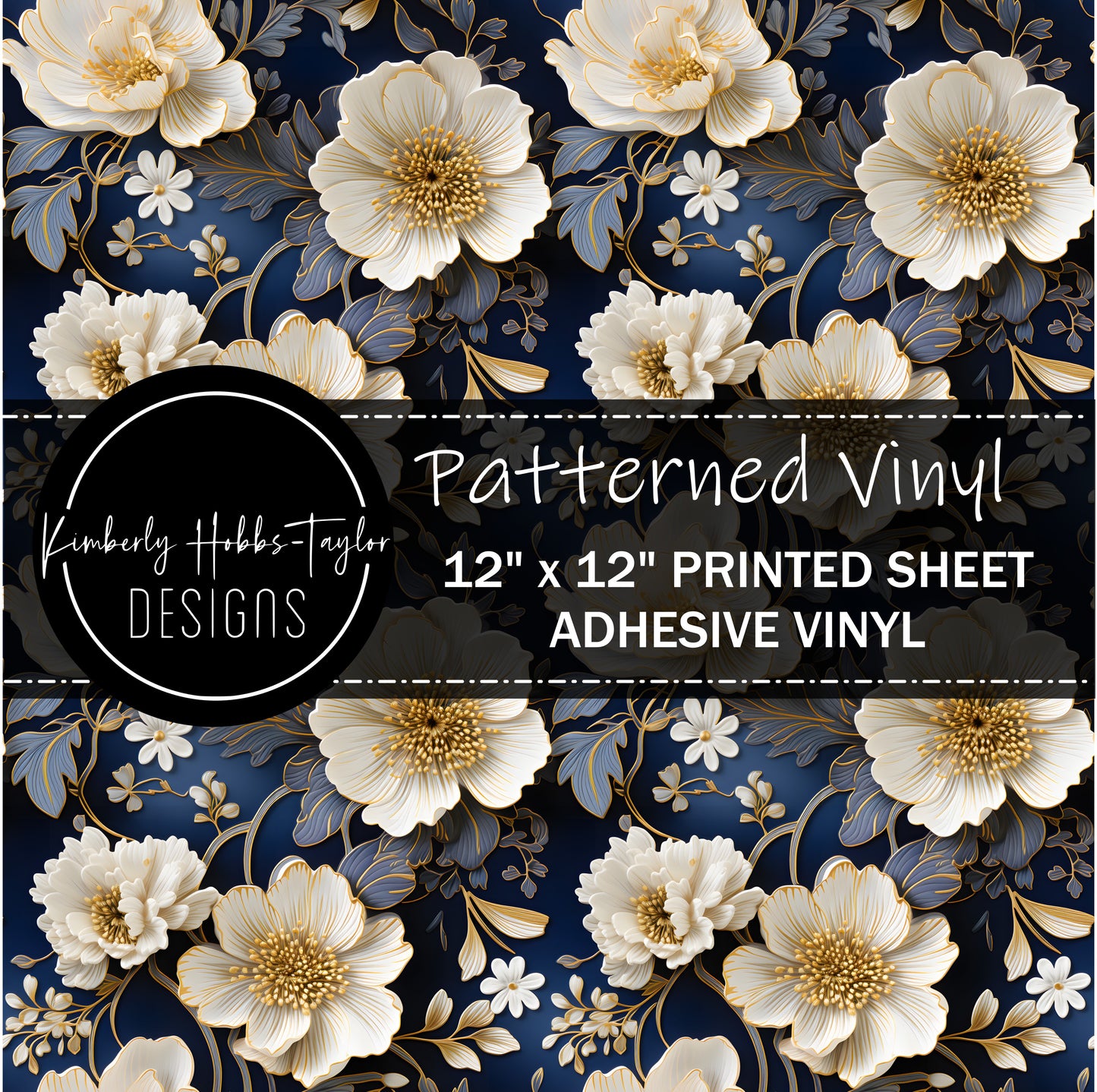Blue Ivory Floral B vinyl