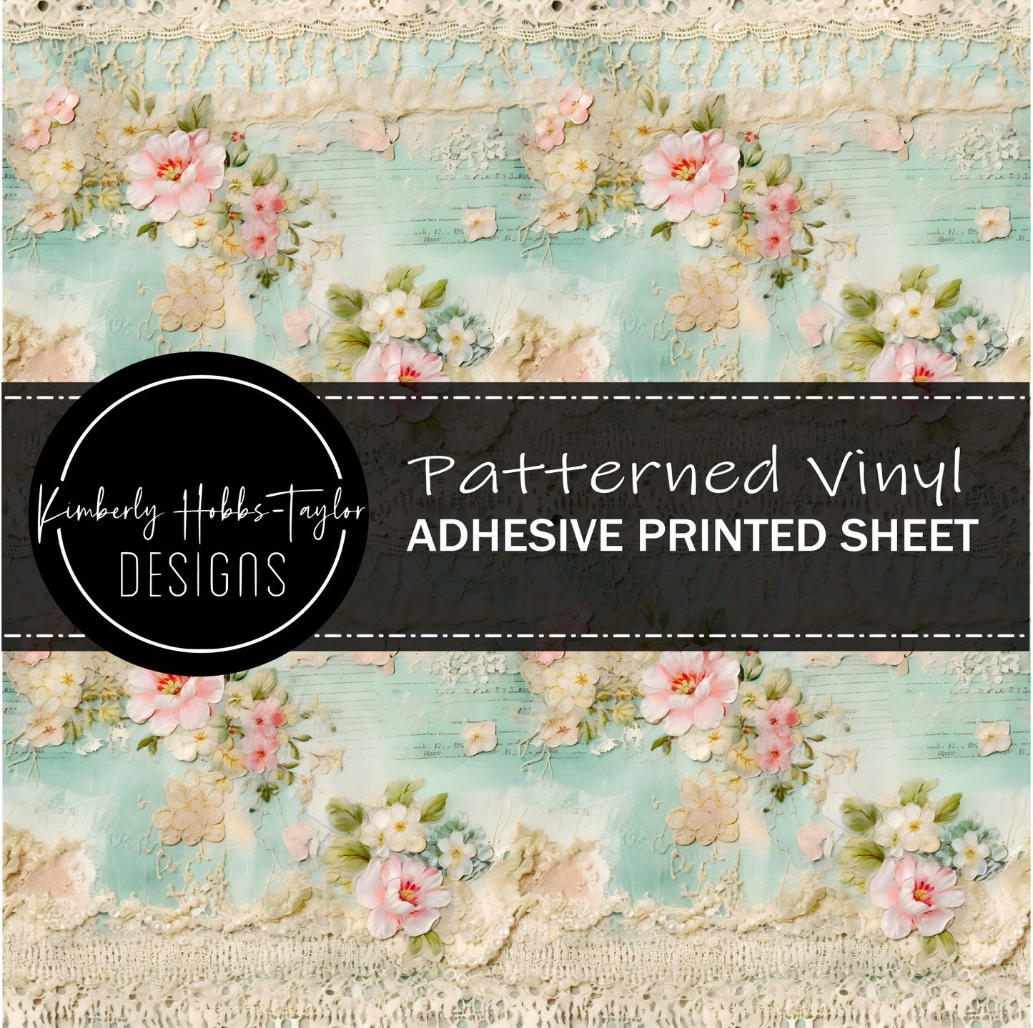Aqua Pink Blooms H vinyl