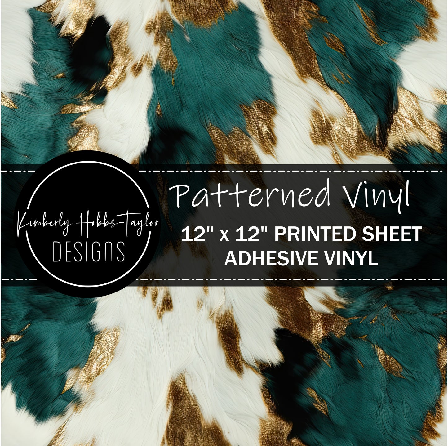 Teal and Gold Cowhide B vinyl
