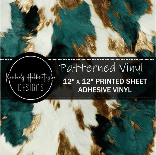 Teal and Gold Cowhide B vinyl