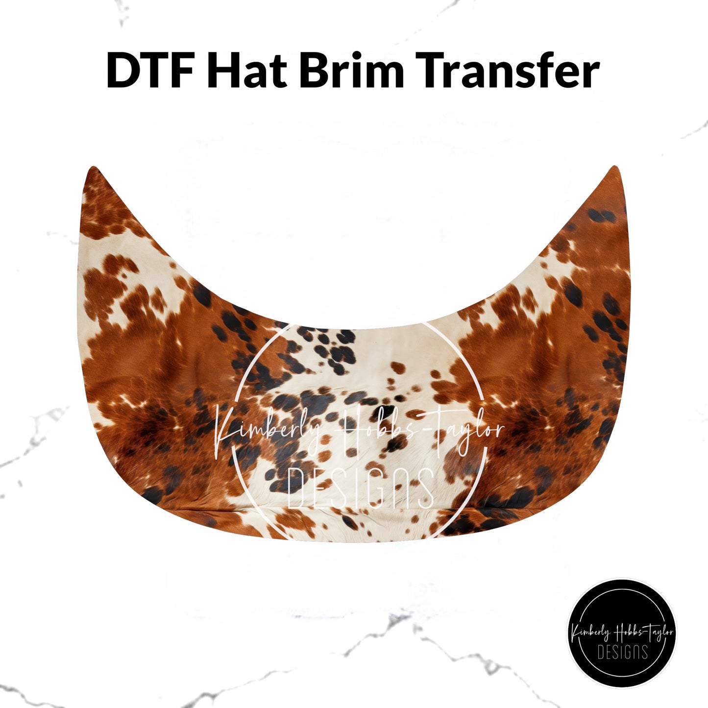 DTF Hat Brim Transfer - Black Brown Cowhide