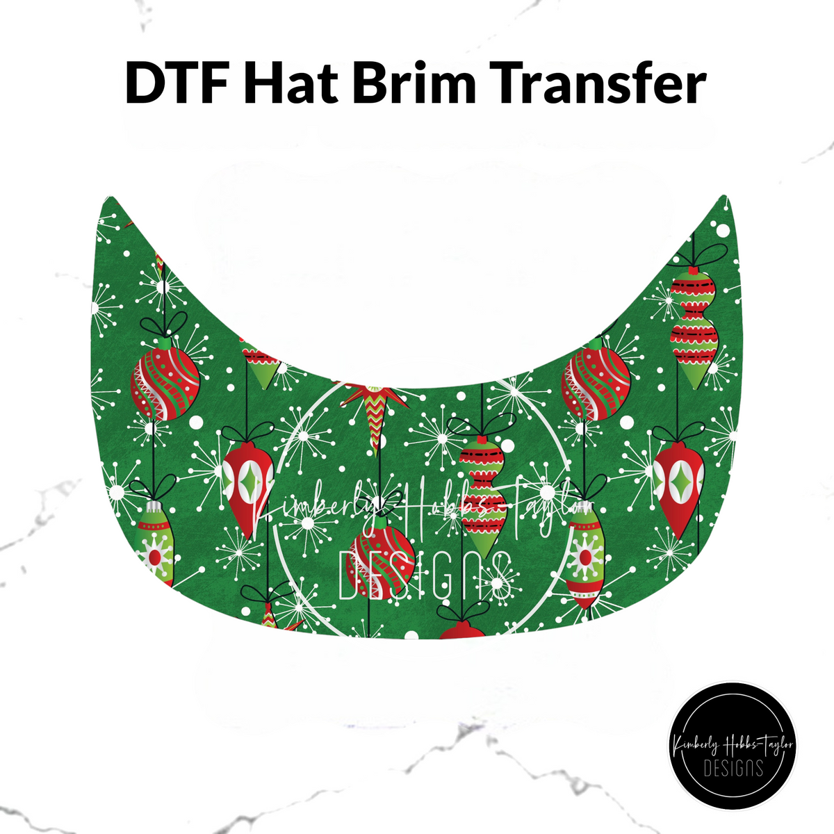 DTF Hat Brim Transfer - Retro Ornaments