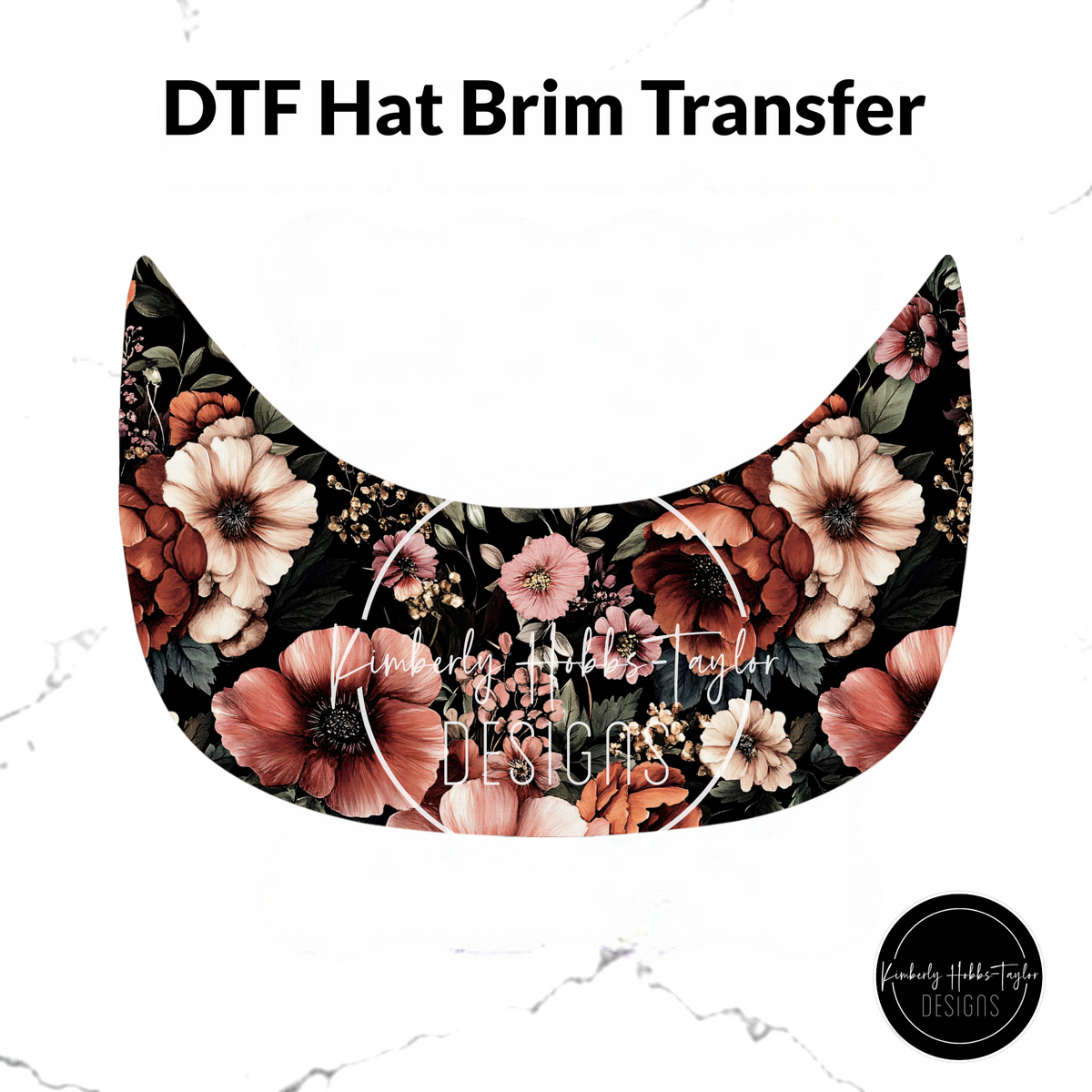 DTF Hat Brim Transfer - Moody Florals