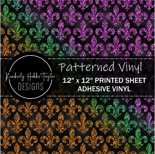 Mardi Gras Rainbow Fleur De Lis vinyl