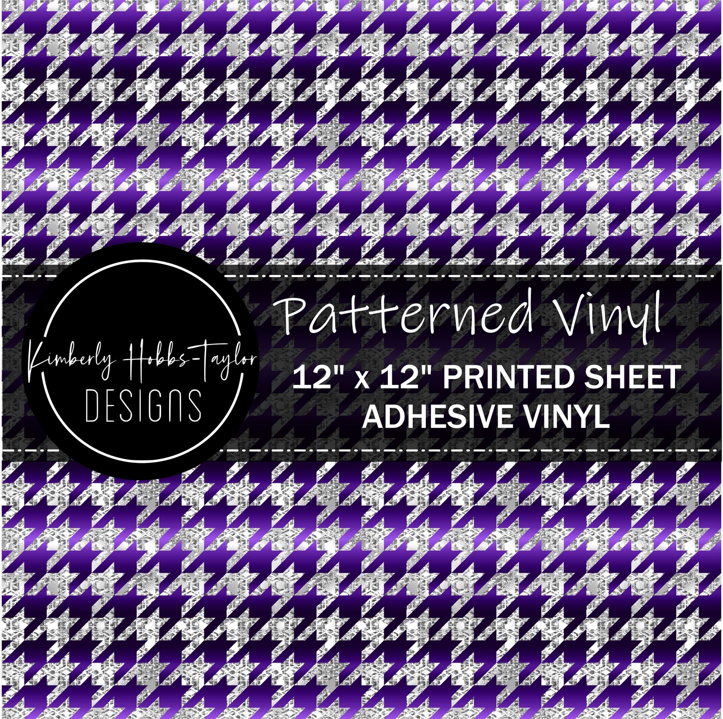 Dark Purple Silver Houndstooth - Small Scale vinyl