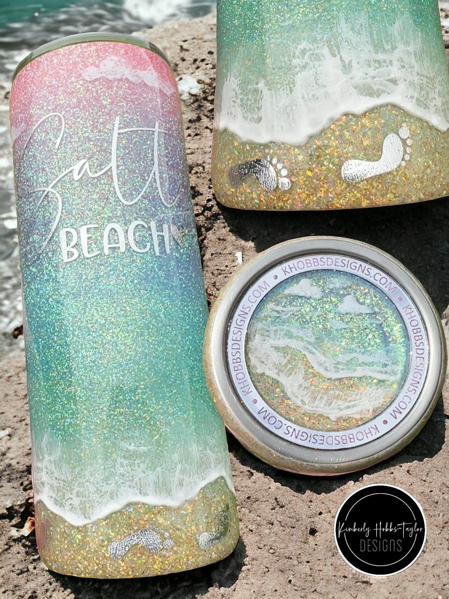 Salty Beach 3D coastal tumbler - 24oz