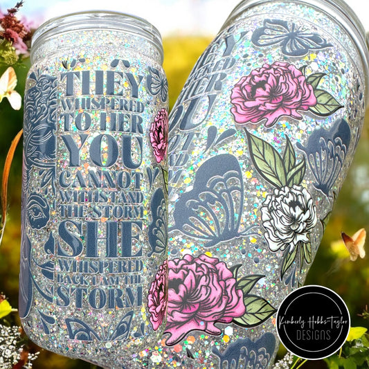 I Am The Storm Acrylic Snowglobe tumbler with Glitter - 16oz