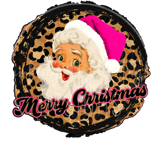 Hot Pink Leopard Santa decal