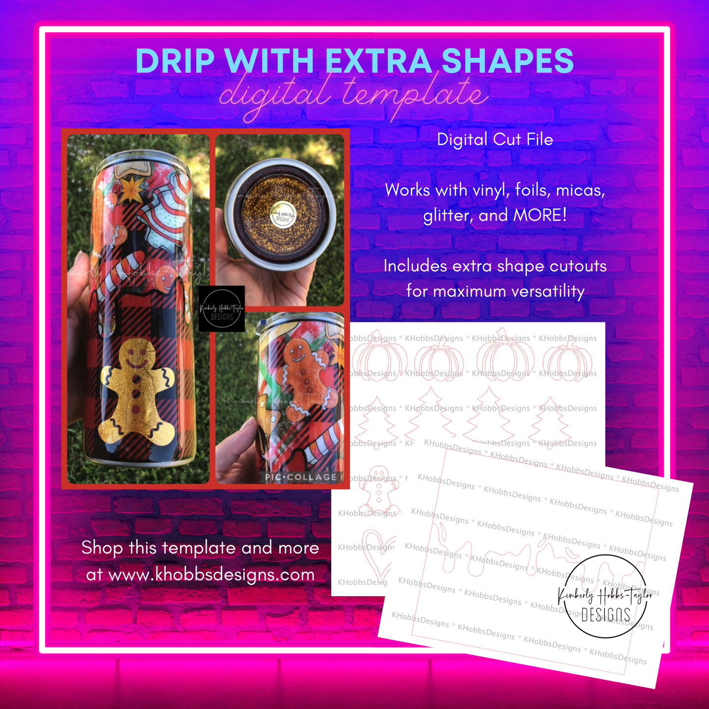 Drip Template with Shapes for HOGG 20 Classic Skinny Straight - Digital Cut File Only