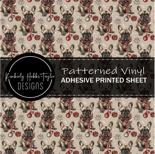 Brown Red Christmas Frenchies vinyl