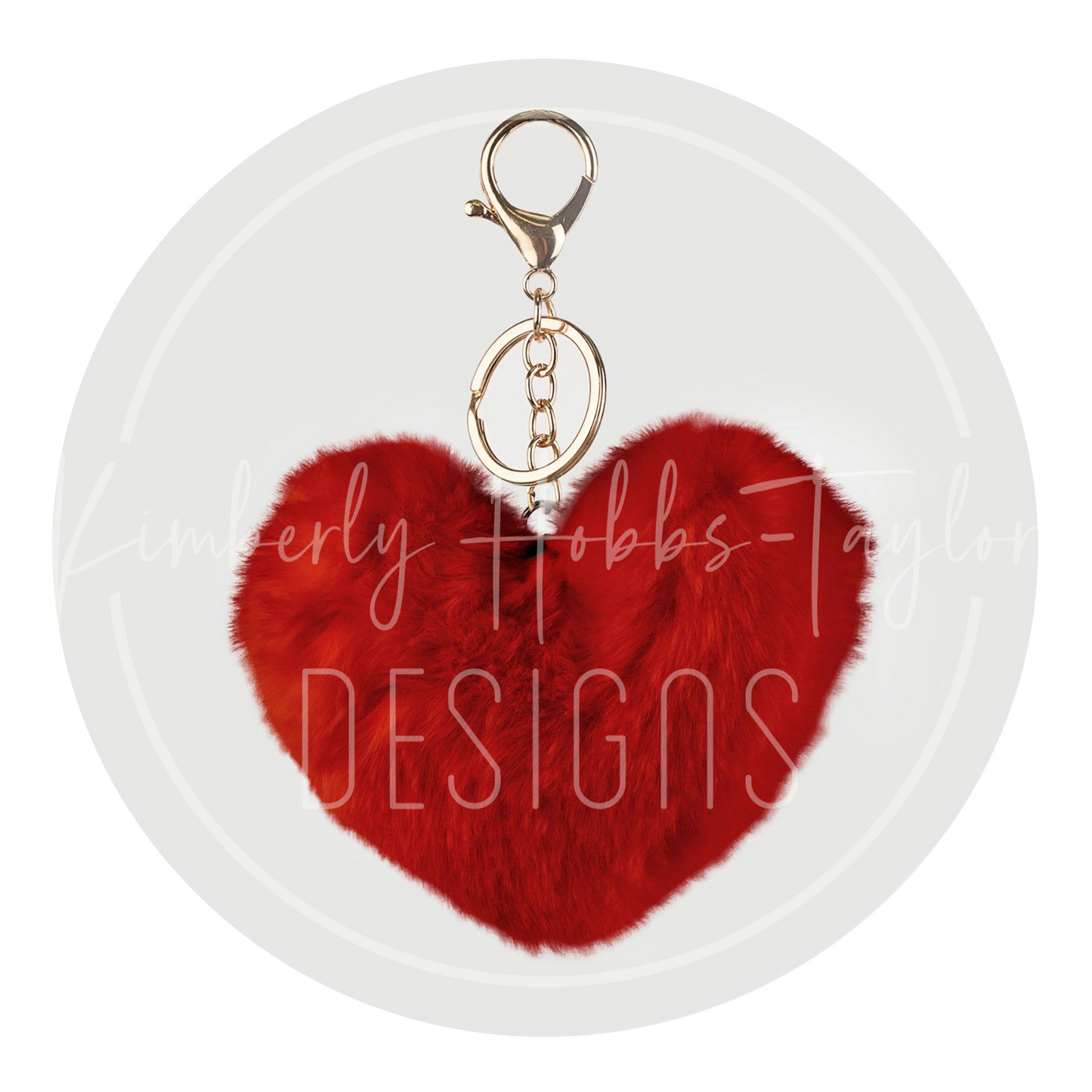 Fuzzy Heart Keychain with Hardware