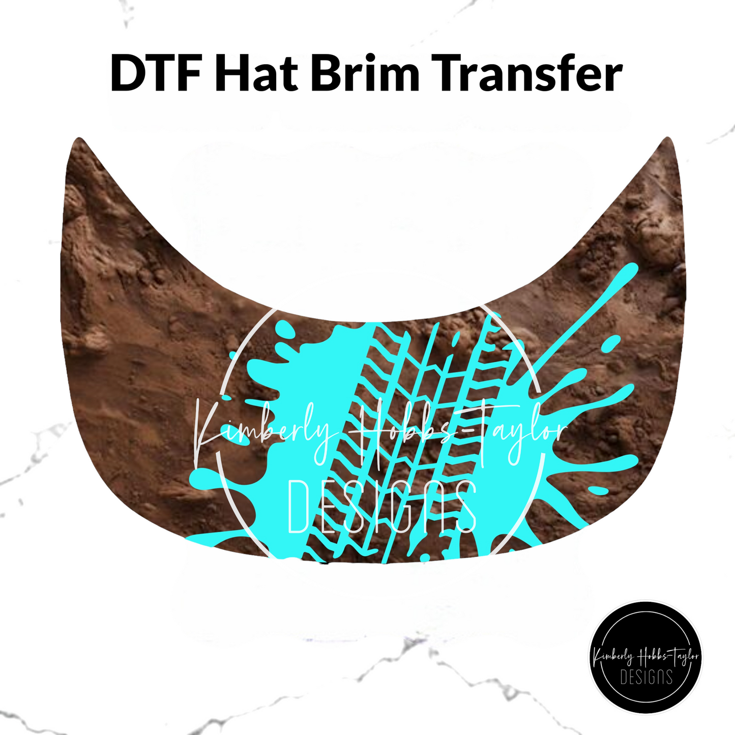 DTF Hat Brim Transfer - Turquoise Tire Track Mud Splatter