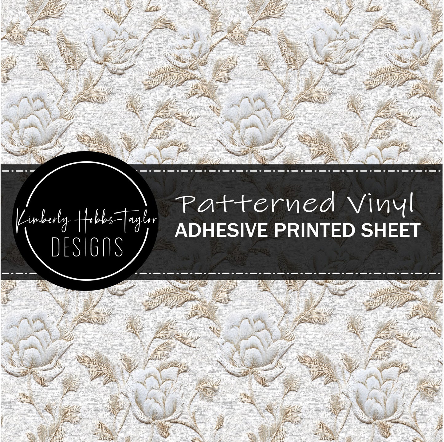Embossed White Florals D vinyl