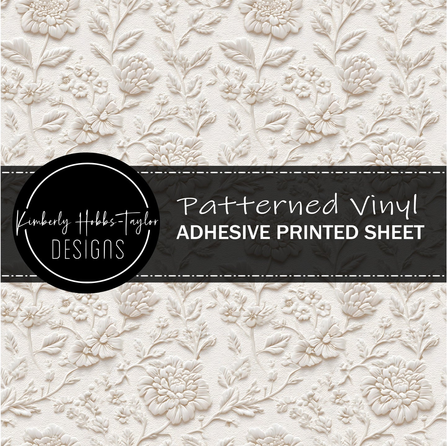 Embossed White Florals E vinyl