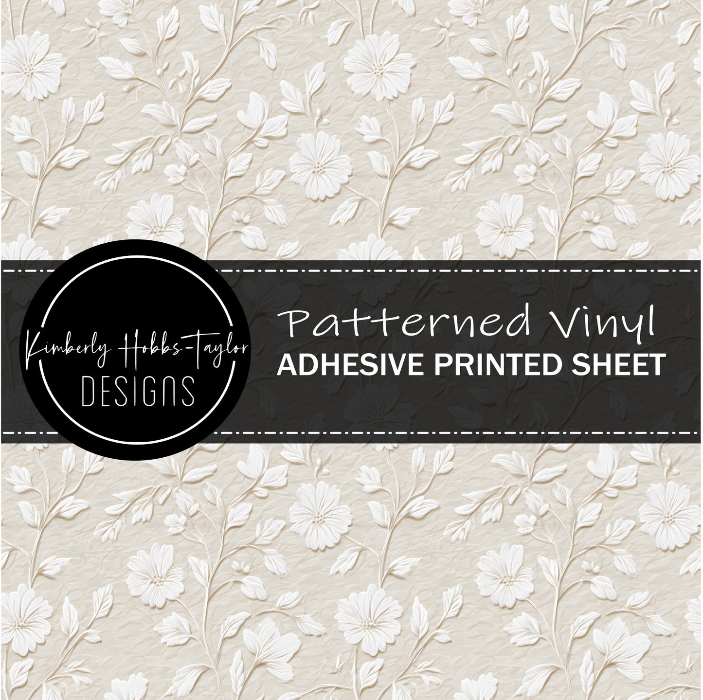 Embossed White Florals F vinyl