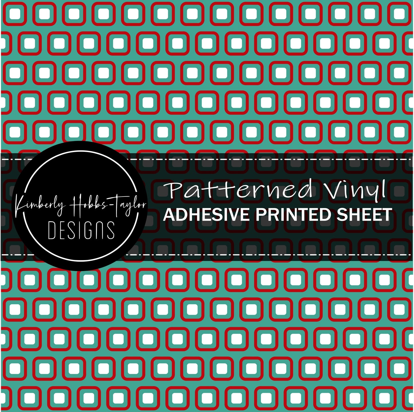 Turquoise and Red Squares vinyl