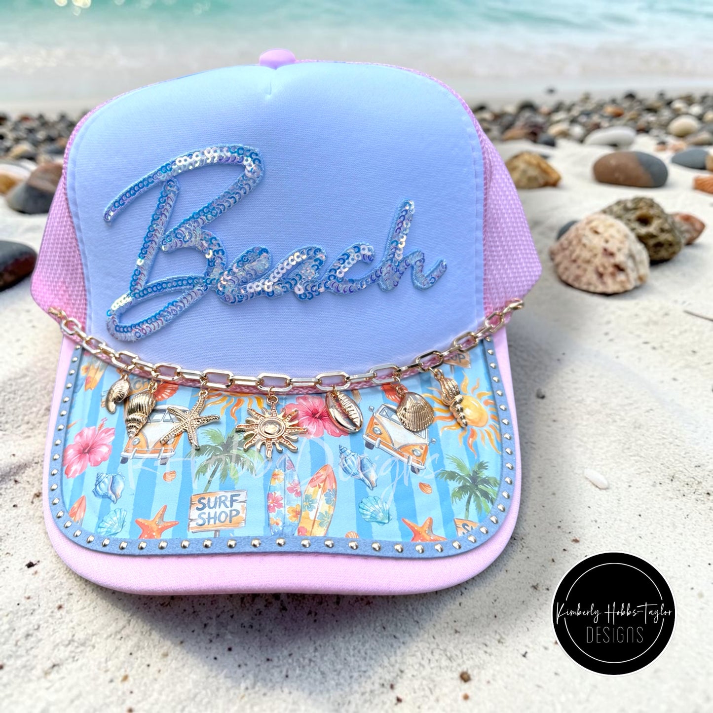 DTF Hat Brim Transfer - Surf Shop Collage