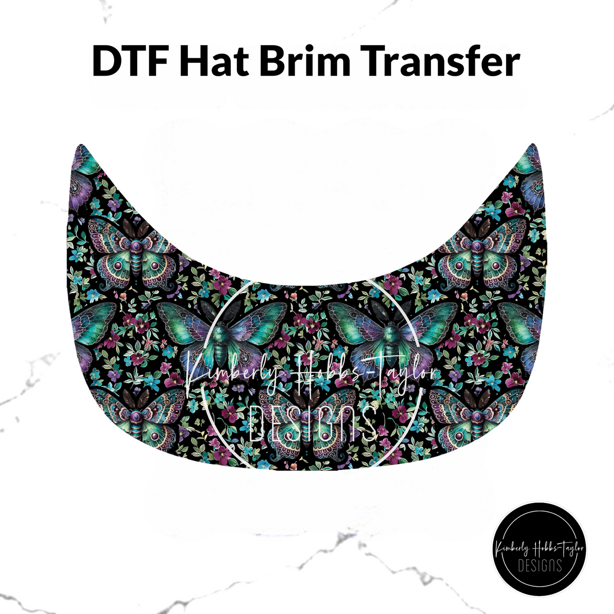 DTF Hat Brim Transfer - Floral Moths
