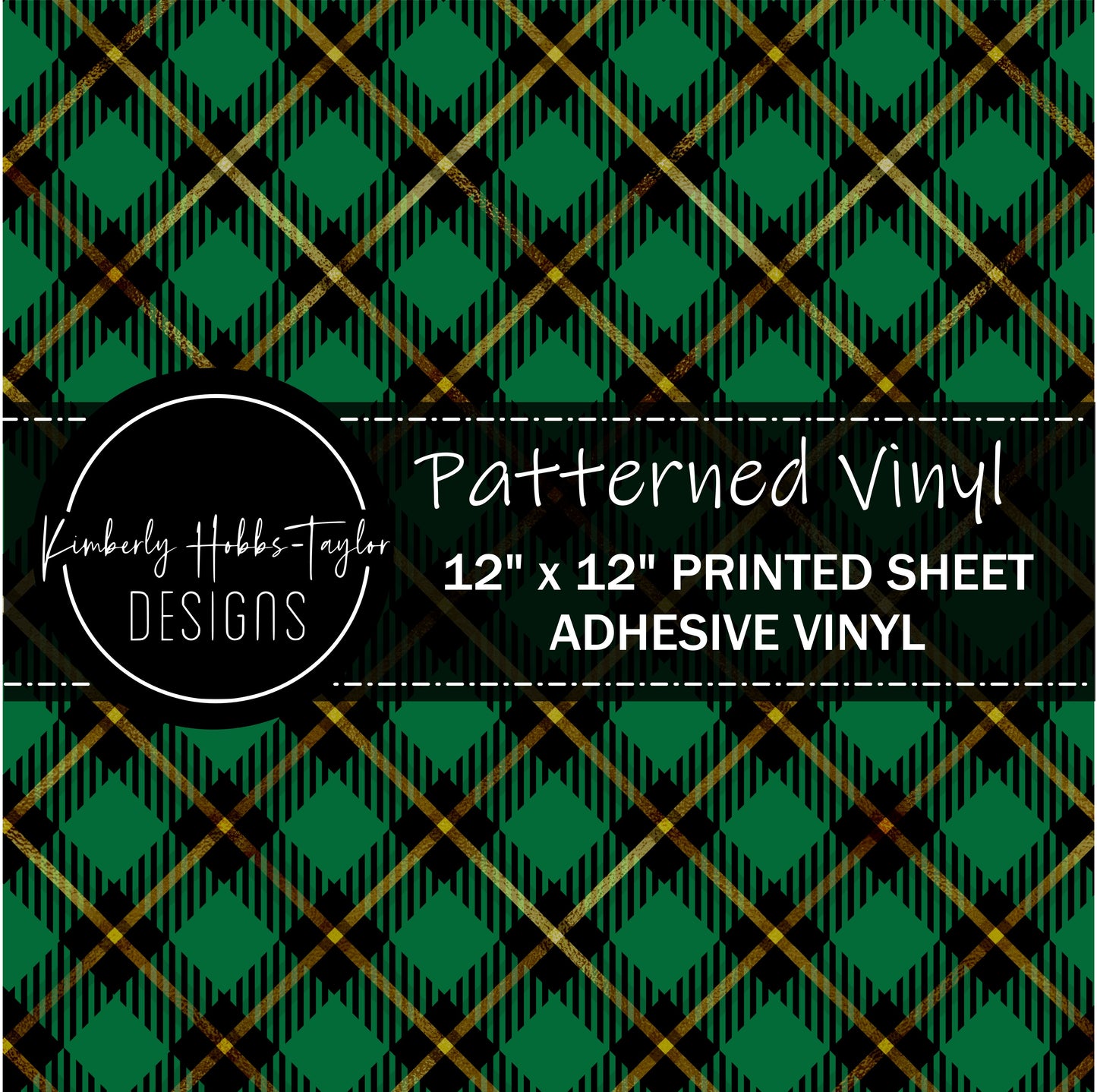 Green Black Diagonal Plaid B vinyl