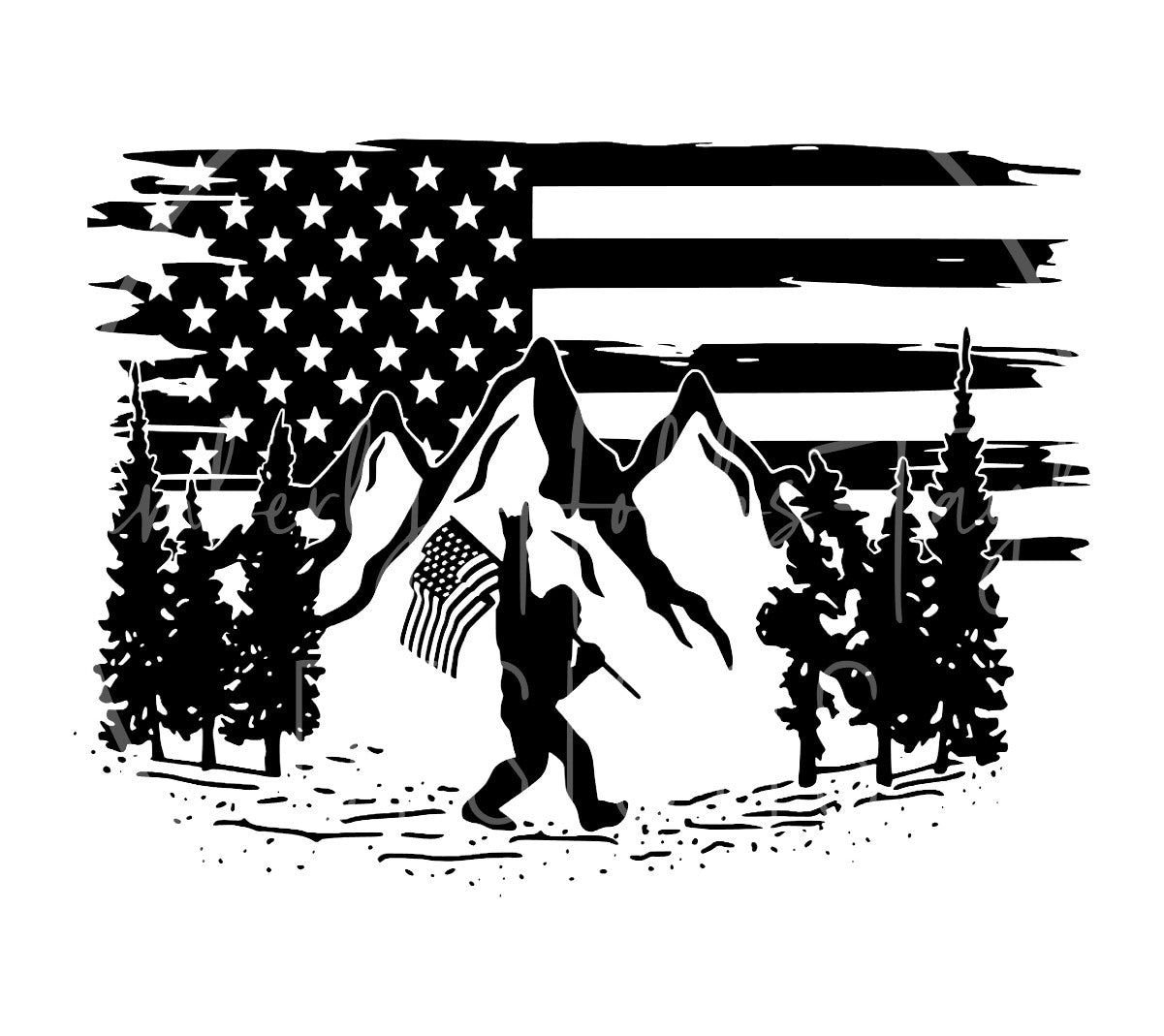 Bigfoot Flag Squatch decal