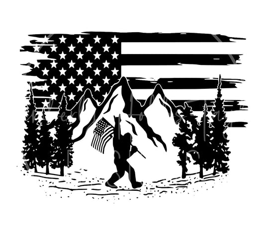Bigfoot Flag Squatch decal