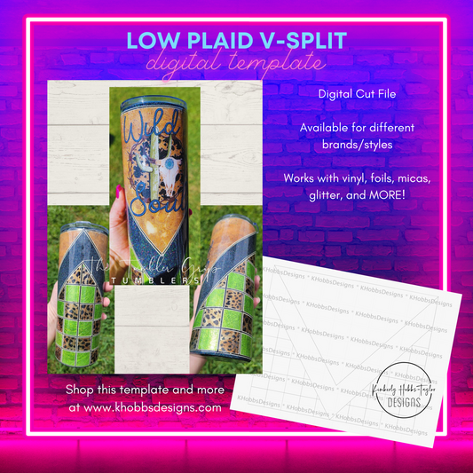 Low Plaid V-Split template for Makerflo 30oz Skinny - Digital Cut File Only