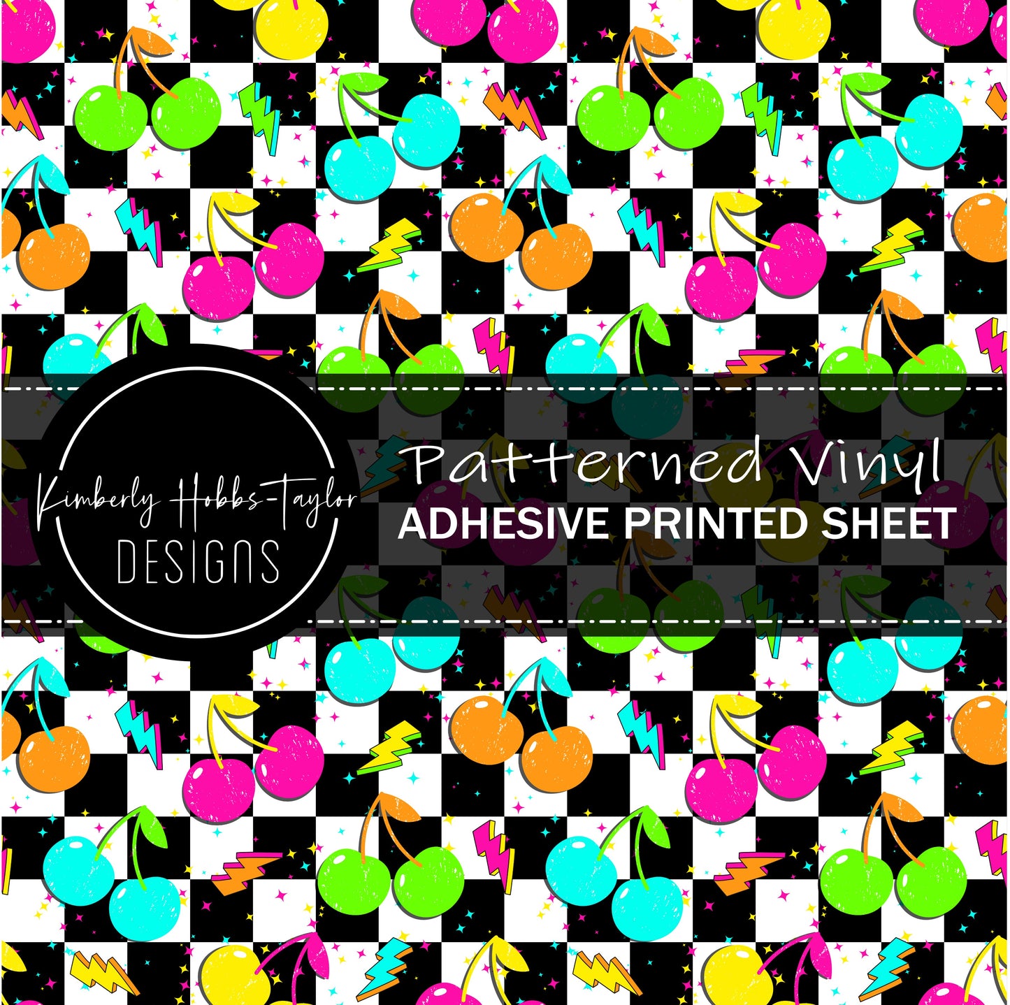 Neon Cherries and Checkerboard vinyl