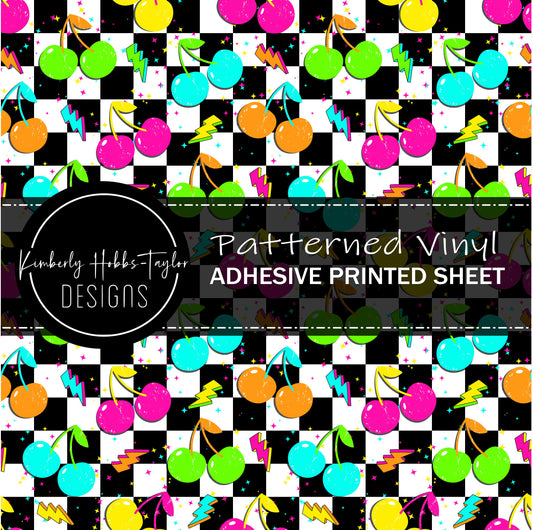 Neon Cherries and Checkerboard vinyl