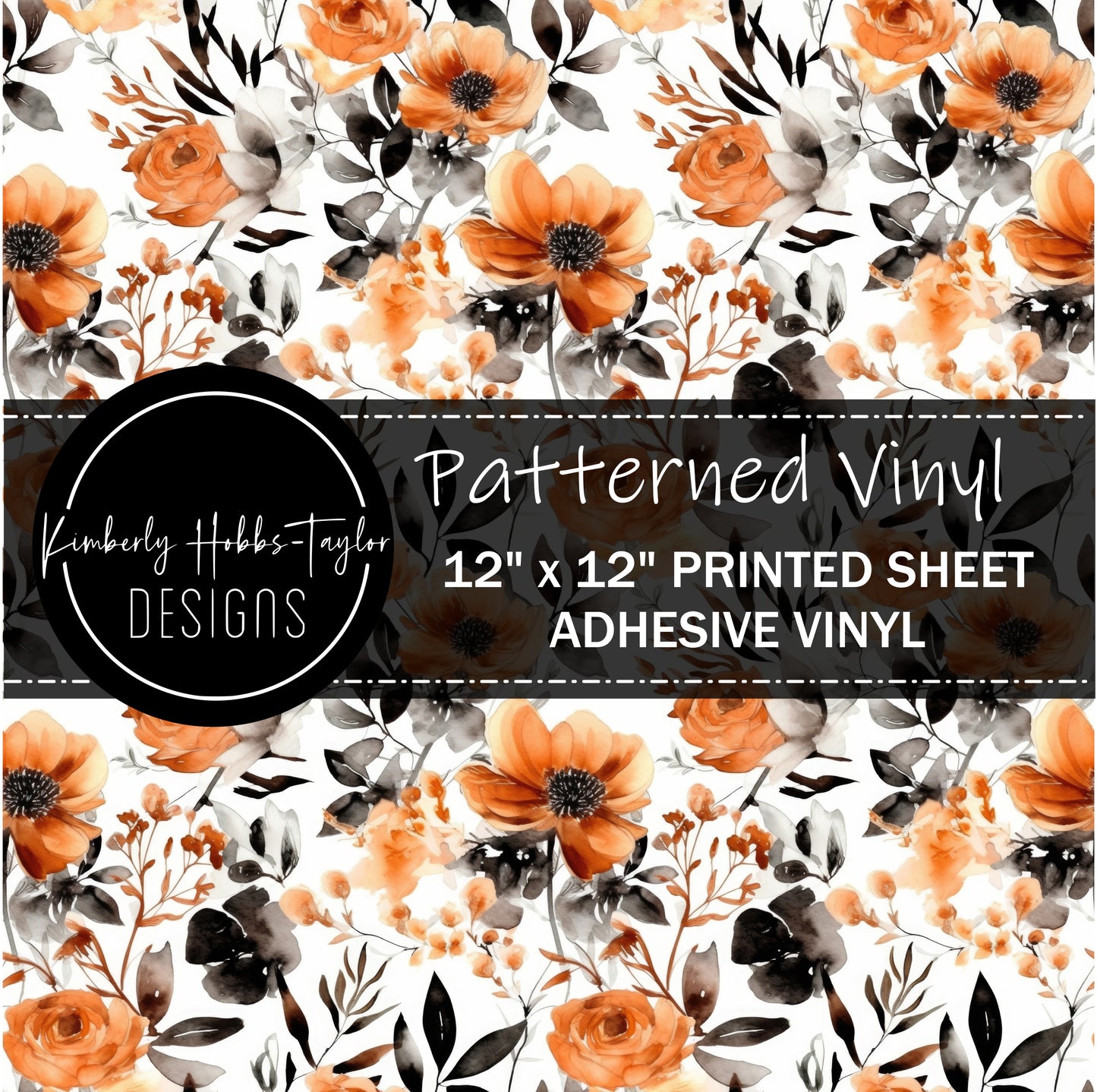 Orange Black Floral A vinyl