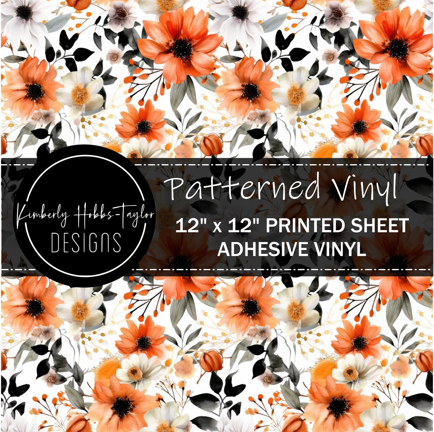 Orange Black Floral B vinyl